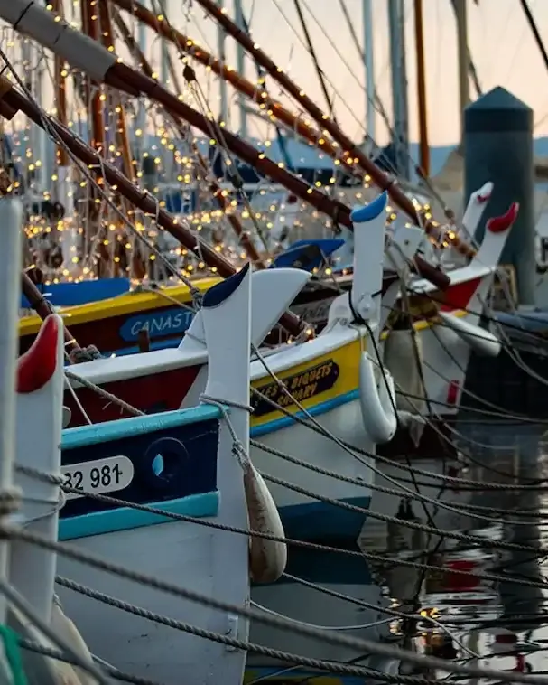 Les bateaux au port de Sanary Sur Mer en soirée